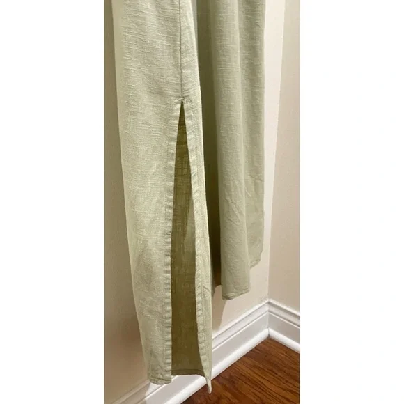 NWOT Zara Sage Green Linen Blend Shirt Dress, Size Small - Picture 11 of 13